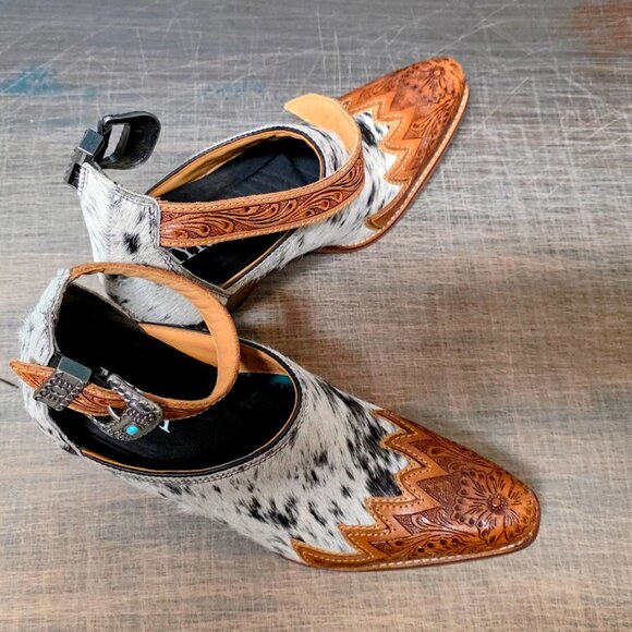 Myra Hair-On Hide Mules Booties Size 11 - Picture 2 of 4